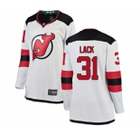 Women New Jersey Devils #31 Eddie Lack Fanatics Branded White Away Breakaway Hockey Jersey