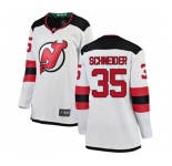 Women New Jersey Devils #35 Cory Schneider Fanatics Branded White Away Breakaway Hockey Jersey