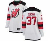 Women New Jersey Devils #37 Pavel Zacha Fanatics Branded White Away Breakaway Hockey Jersey