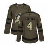 Women New Jersey Devils #4 Scott Stevens Authentic Green Salute to Service Hockey Jersey