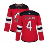 Women New Jersey Devils #4 Scott Stevens Authentic Red Home Hockey Jersey