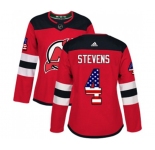 Women New Jersey Devils #4 Scott Stevens Authentic Red USA Flag Fashion Hockey Jersey