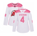 Women New Jersey Devils #4 Scott Stevens Authentic White Pink Fashion Hockey Jersey