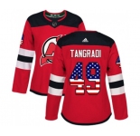 Women New Jersey Devils #49 Eric Tangradi Authentic Red USA Flag Fashion Hockey Jersey