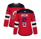 Women New Jersey Devils #6 Andy Greene Authentic Red USA Flag Fashion Hockey Jersey