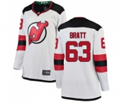 Women New Jersey Devils #63 Jesper Bratt Fanatics Branded White Away Breakaway Hockey Jersey