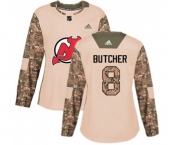 Women New Jersey Devils #8 Will Butcher Authentic Camo Veterans Day Practice Hockey Jersey