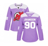 Women New Jersey Devils #90 Marcus Johansson Authentic Purple Fights Cancer Practice Hockey Jersey