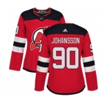 Women New Jersey Devils #90 Marcus Johansson Authentic Red Home Hockey Jersey