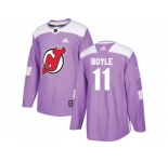 Youth Adidas New Jersey Devils #11 Brian Boyle Purple Authentic Fights Cancer Stitched NHL Jersey