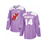 Youth Adidas New Jersey Devils #14 Adam Henrique Purple Authentic Fights Cancer Stitched NHL Jersey
