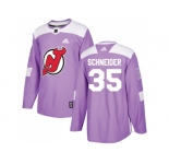 Youth Adidas New Jersey Devils #35 Cory Schneider Purple Authentic Fights Cancer Stitched NHL Jersey