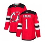 Youth New Jersey Devils #1 Keith Kinkaid Authentic Red Home Hockey Jersey