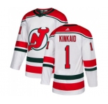 Youth New Jersey Devils #1 Keith Kinkaid Authentic White Alternate Hockey Jersey