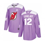 Youth New Jersey Devils #12 Ben Lovejoy Authentic Purple Fights Cancer Practice Hockey Jersey