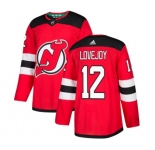 Youth New Jersey Devils #12 Ben Lovejoy Authentic Red Home Hockey Jersey
