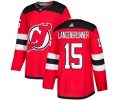 Youth New Jersey Devils #15 Jamie Langenbrunner Authentic Red Home Hockey Jersey