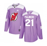Youth New Jersey Devils #21 Kyle Palmieri Authentic Purple Fights Cancer Practice Hockey Jersey