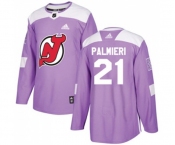 Youth New Jersey Devils #21 Kyle Palmieri Authentic Purple Fights Cancer Practice Hockey Jersey