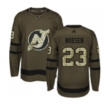 Youth New Jersey Devils #23 Stefan Noesen Authentic Green Salute to Service Hockey Jersey