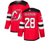 Youth New Jersey Devils #28 Damon Severson Authentic Red Home Hockey Jersey