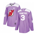 Youth New Jersey Devils #3 Ken Daneyko Authentic Purple Fights Cancer Practice Hockey Jersey