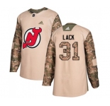 Youth New Jersey Devils #31 Eddie Lack Authentic Camo Veterans Day Practice Hockey Jersey