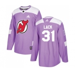 Youth New Jersey Devils #31 Eddie Lack Authentic Purple Fights Cancer Practice Hockey Jersey