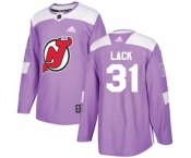 Youth New Jersey Devils #31 Eddie Lack Authentic Purple Fights Cancer Practice Hockey Jersey
