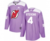 Youth New Jersey Devils #4 Scott Stevens Authentic Purple Fights Cancer Practice Hockey Jersey
