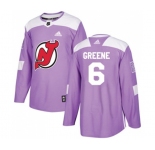 Youth New Jersey Devils #6 Andy Greene Authentic Purple Fights Cancer Practice Hockey Jersey