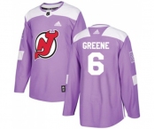 Youth New Jersey Devils #6 Andy Greene Authentic Purple Fights Cancer Practice Hockey Jersey