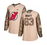 Youth New Jersey Devils #63 Jesper Bratt Authentic Camo Veterans Day Practice Hockey Jersey