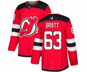 Youth New Jersey Devils #63 Jesper Bratt Authentic Red Home Hockey Jersey