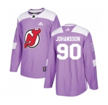 Youth New Jersey Devils #90 Marcus Johansson Authentic Purple Fights Cancer Practice Hockey Jersey