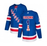 Adidas New York Rangers #1 Eddie Giacomin Authentic Royal Blue USA Flag Fashion NHL Jersey