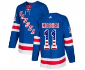 Adidas New York Rangers #11 Mark Messier Authentic Royal Blue USA Flag Fashion NHL Jersey