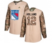 Adidas New York Rangers #12 Peter Holland Authentic Camo Veterans Day Practice NHL Jersey