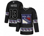 Adidas New York Rangers #13 Kevin Hayes Authentic Black Team Logo Fashion NHL Jersey