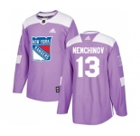 Adidas New York Rangers #13 Sergei Nemchinov Authentic Purple Fights Cancer Practice NHL Jersey