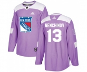 Adidas New York Rangers #13 Sergei Nemchinov Authentic Purple Fights Cancer Practice NHL Jersey