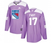 Adidas New York Rangers #17 Jesper Fast Authentic Purple Fights Cancer Practice NHL Jersey