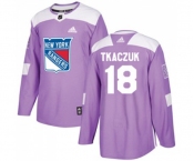 Adidas New York Rangers #18 Walt Tkaczuk Authentic Purple Fights Cancer Practice NHL Jersey