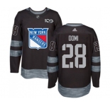 Adidas New York Rangers #28 Tie Domi Authentic Black 1917-2017 100th Anniversary NHL Jersey