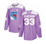 Adidas New York Rangers #33 Fredrik Claesson Authentic Purple Fights Cancer Practice NHL Jersey