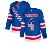 Adidas New York Rangers #4 Ron Greschner Authentic Royal Blue USA Flag Fashion NHL Jersey