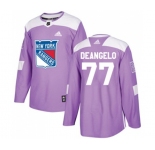 Adidas New York Rangers #77 Anthony DeAngelo Authentic Purple Fights Cancer Practice NHL Jersey