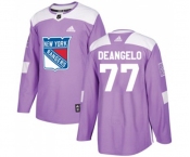 Adidas New York Rangers #77 Anthony DeAngelo Authentic Purple Fights Cancer Practice NHL Jersey