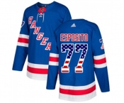 Adidas New York Rangers #77 Phil Esposito Authentic Royal Blue USA Flag Fashion NHL Jersey
