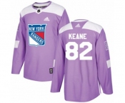 Adidas New York Rangers #82 Joey Keane Authentic Purple Fights Cancer Practice NHL Jersey